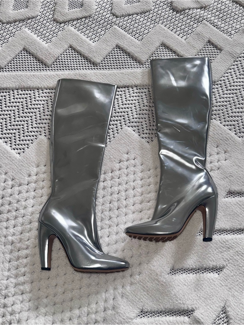 NWT Bottega Silver Boots Sz 8.5